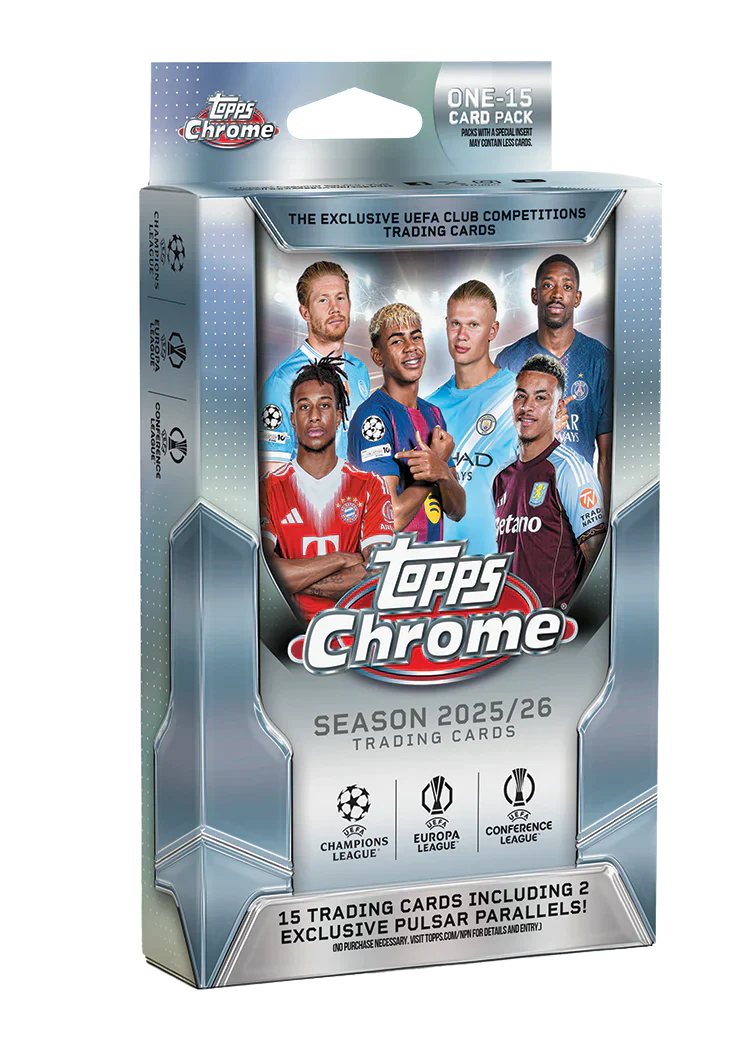 2025-26 Topps Chrome UEFA Club Competitions Soccer Hanger Pack